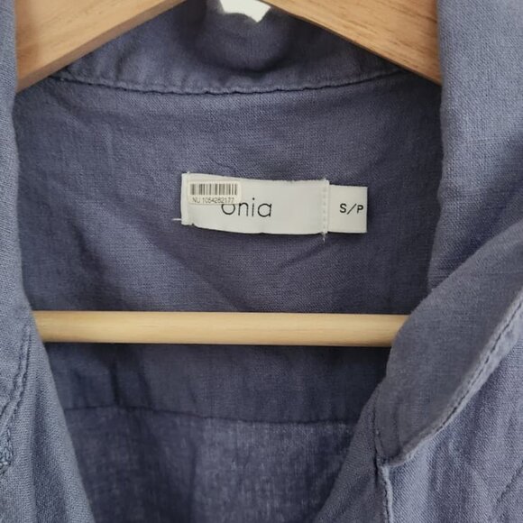 Onia Chambray Romper S/P Blue Button Front Smocked Waist Resort - Picture 3 of 8